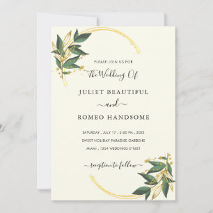Carte Exemple d'invitation de mariage élégante florale d