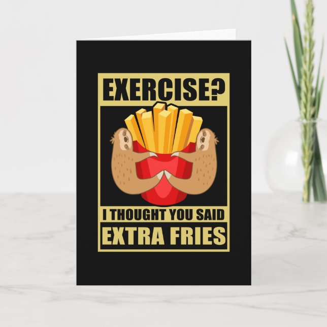 Carte Exercice Sloth French Fries Sport (Devant)