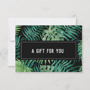 Carte Exotic Tropical Palm Feuille certificat cadeau