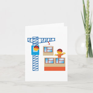 Carte Exploitant De Grue Et Travailleur De Construction