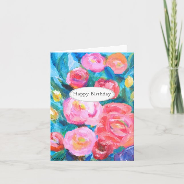 Carte Expressionniste Abstrait Floral Art Joli Anniversa (Devant)