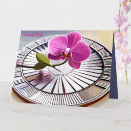 Carte Exquise orchidée rose repose sur une plaque d'arge