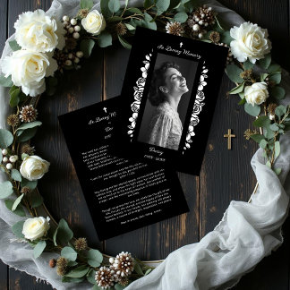 Carte Exquisite Minimalist Floral Black & White Floral