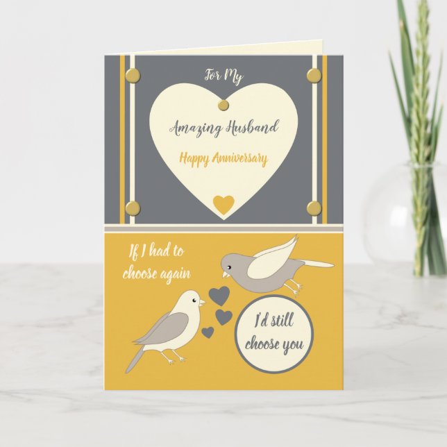 Carte Extraordinaire Mari gris orange Mariage Anniversai (Devant)