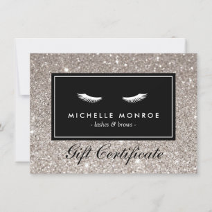 Carte Eyelashes avec Parties scintillant argent certific