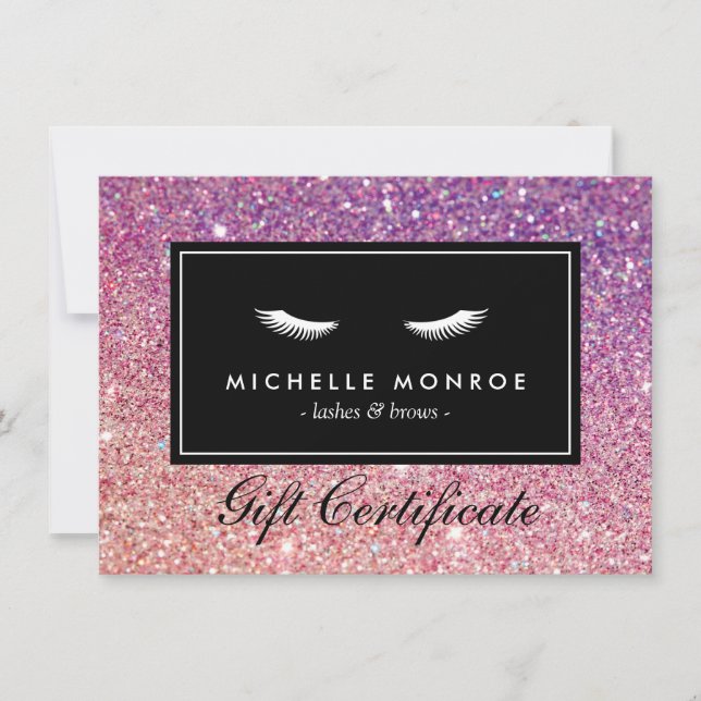 Carte Eyelashes avec Parties scintillant violet/rose car (Devant)