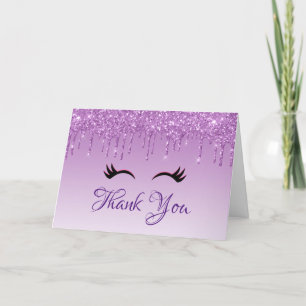 Carte Eyelashes Noir élégant et Merci de Parties scintil