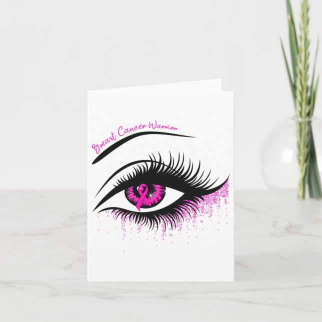 Carte Eyes Pink Ribbon Warrier Cancer du sein Sensibilis (Devant)
