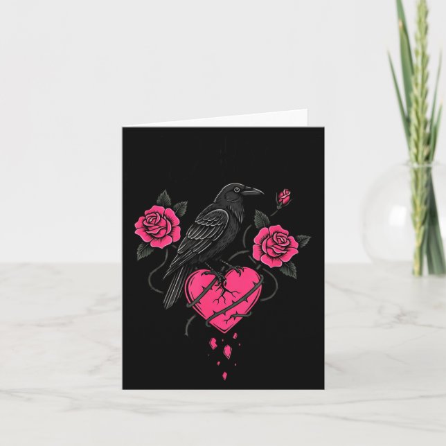 Carte F Caw F Crow Anti Valentine's Day Dark Gothic Brok (Devant)
