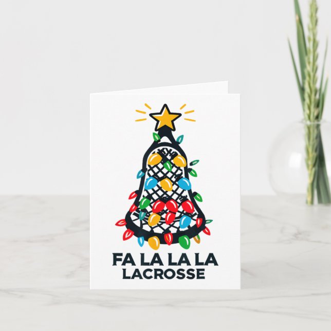 Carte Fa La Lacrosse Joueuse Noël Arbre Lumières Xma (Devant)