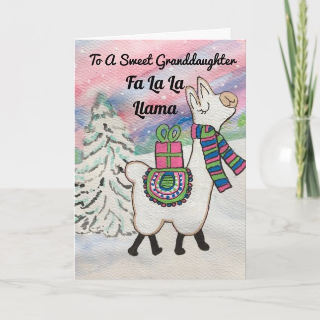 Carte Fa La Llama Sweet Grandgirl Holiday Card (Devant)