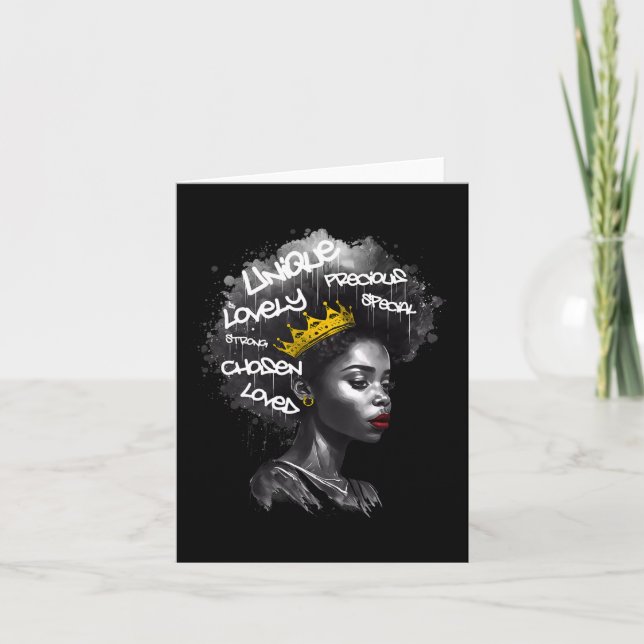 Carte Fabuleuse Femme Afro Noire Avec Des Mots Empowants (Devant)