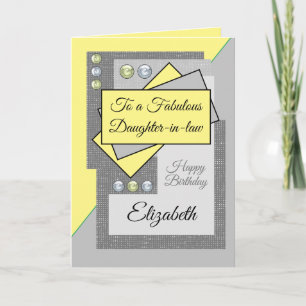Carte Fabuleuse fille en droit anniversaire jaune gris