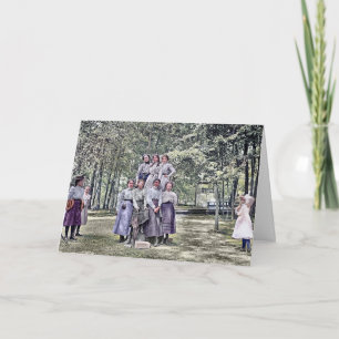 CARTE FABULEUSE FILLES FEMMES DES ANNÉES 1890 COULEUR DE