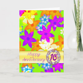 Carte Fabuleuses fleurs 10e anniversaire pour le conjoin