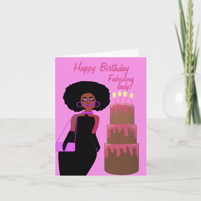 Carte Fabuleux anniversaire de la Dame afro-américaine (Devant)