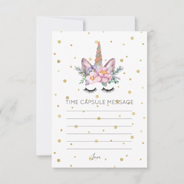 Carte Face de licorne | Message de saisie de temps (Devant)