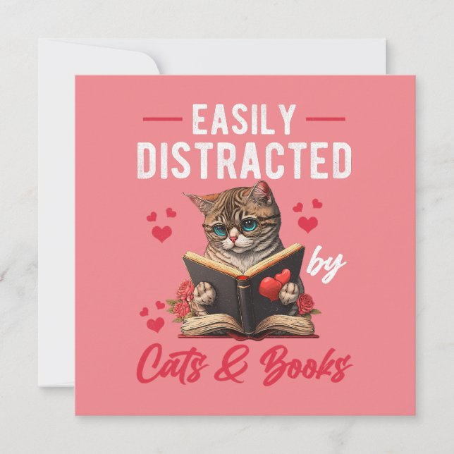 Carte Facilement distrait par les chats et les livres (Devant)