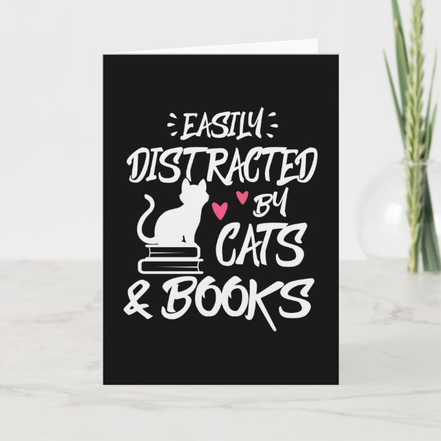 Carte Facilement distrait par les chats et les livres (Devant)