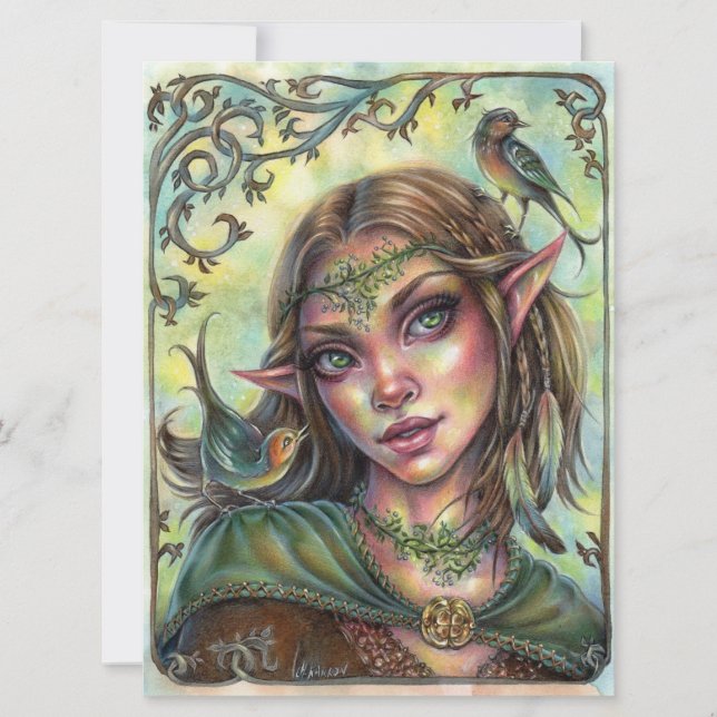 Carte Fae Messengers Art Card Elf Imaginaire Forest Femm (Devant)