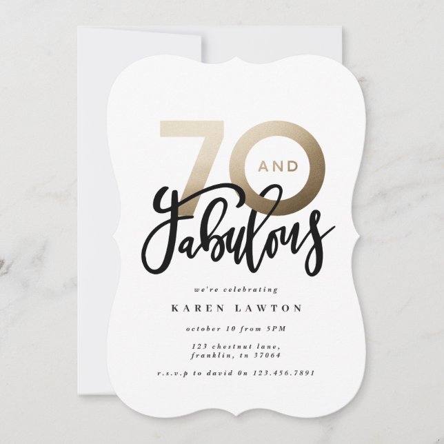Carte Faire 70 belle or d'anniversaire moderne (Devant)