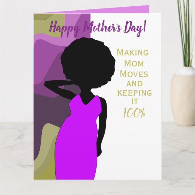 Carte Faire bouger la maman afro-américaine fête des mèr (Devant)