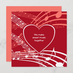 Carte FAIRE DE LA MUSIQUE DOUCE   Heart Musical Notes   