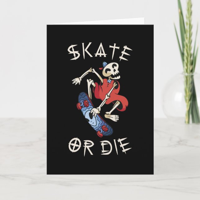 Carte Faire du skate ou mourir Faucheuse Squelette Skate (Devant)