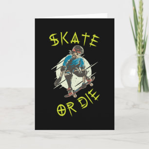 Carte Faire du skate ou mourir Skateur squelette