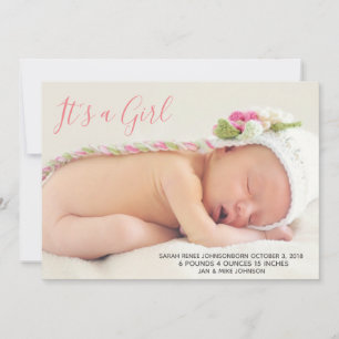 Carte Faire-part bébé - C'est une fille