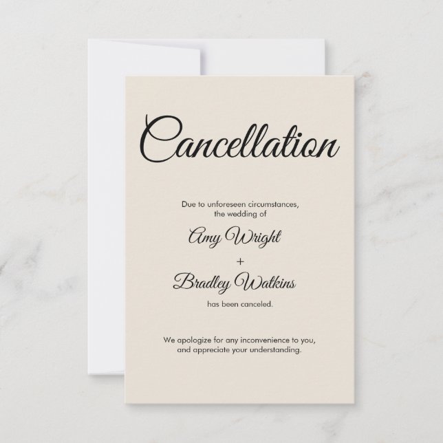 Carte Faire-part d'annulation Mariage (Devant)