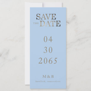 Carte Faire part de date de mariage moderne bleu or