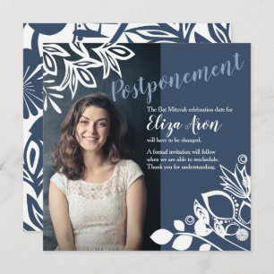 Carte Faire-part de fleurs blanches gris-bleu