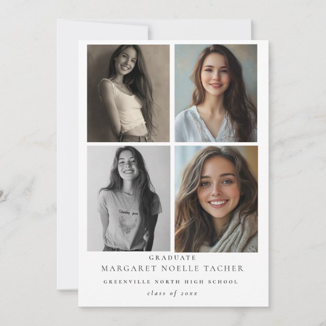 Carte faire-part de graduation de collage photo (Devant)