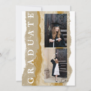 Carte Faire-part de graduation en marbre d'or beig