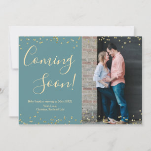 Carte Faire-part de grossesse Gold Confetti Turquo