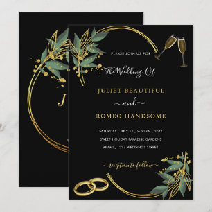 Carte Faire-part de mariage Black Gold Design élég