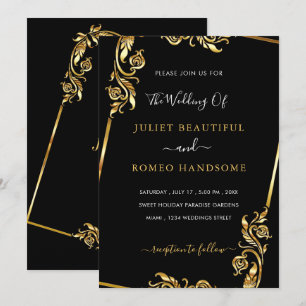 Carte Faire-part de mariage Black Gold personnalis