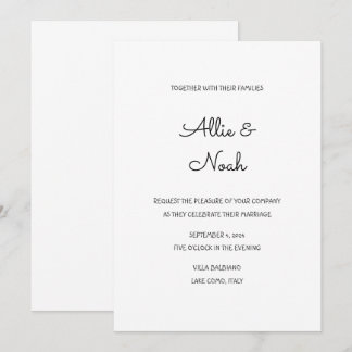 Carte Faire-part de mariage blanche simple et élég