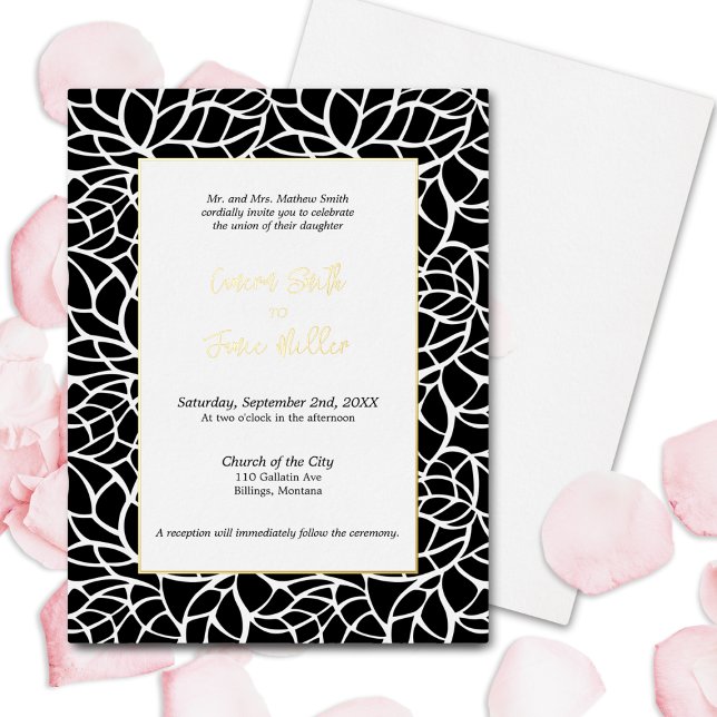 Carte Faire-part de mariage botanique Gold Accents (Gold Accents Botanical Wedding Invitation Card)