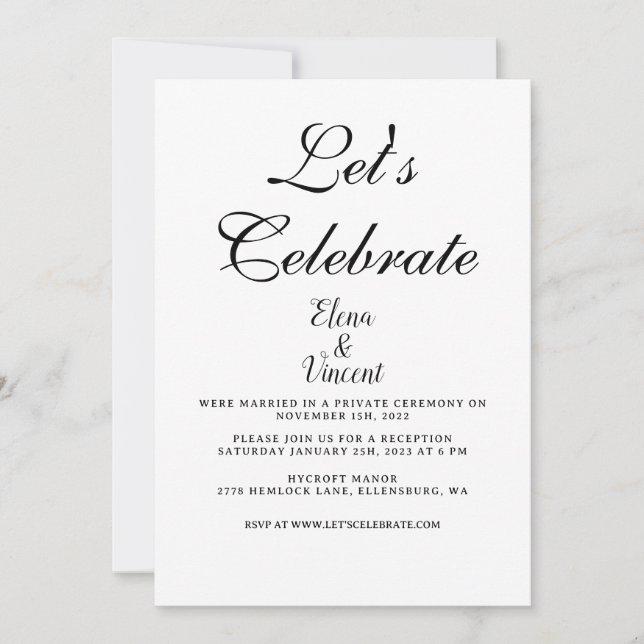 Carte faire-part de mariage CLASSIQUE simple (Devant)