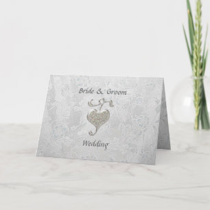 Carte Faire-part de mariage Coeur Argent