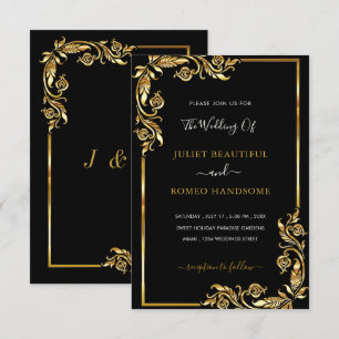 Carte Faire-part de mariage de conception noire et