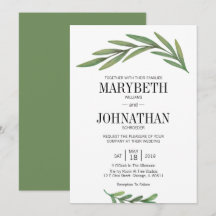 Carte Faire-part de mariage Feuille Watercolor
