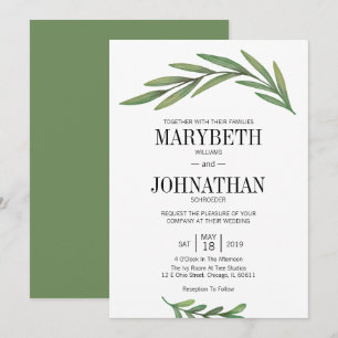 Carte Faire-part de mariage Feuille Watercolor