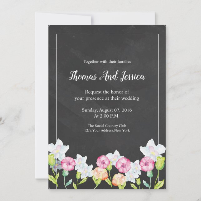 Carte Faire-part de mariage florale (Devant)
