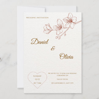 Carte Faire-part de mariage florale minimaliste