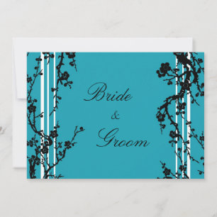 Carte Faire-part de mariage florale noire turquois