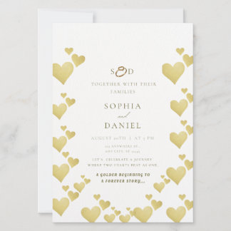 Carte Faire-part de mariage Golden Heartbeat