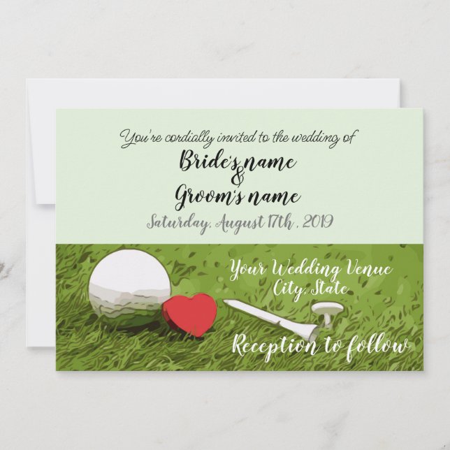 Carte Faire-part de mariage golf avec balle de gol (Devant)
